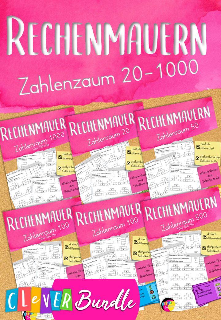Rechenmauern Bundle- Zahlenraum 20-1000 – Unterrichtsmaterial im Fach