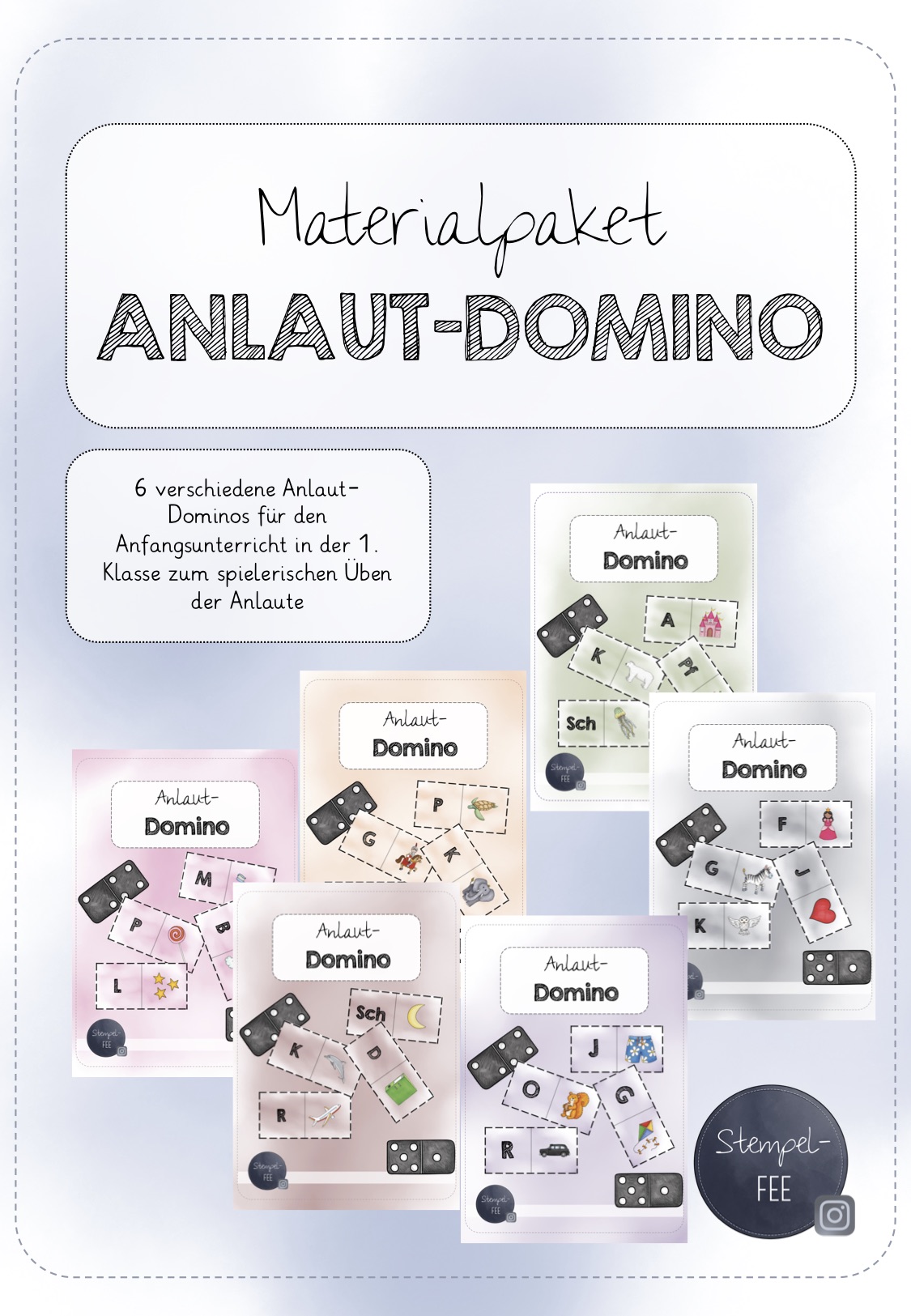 Materialpaket "Anlaut-Domino" (6 Anlaut-Dominos) – Unterrichtsmaterial