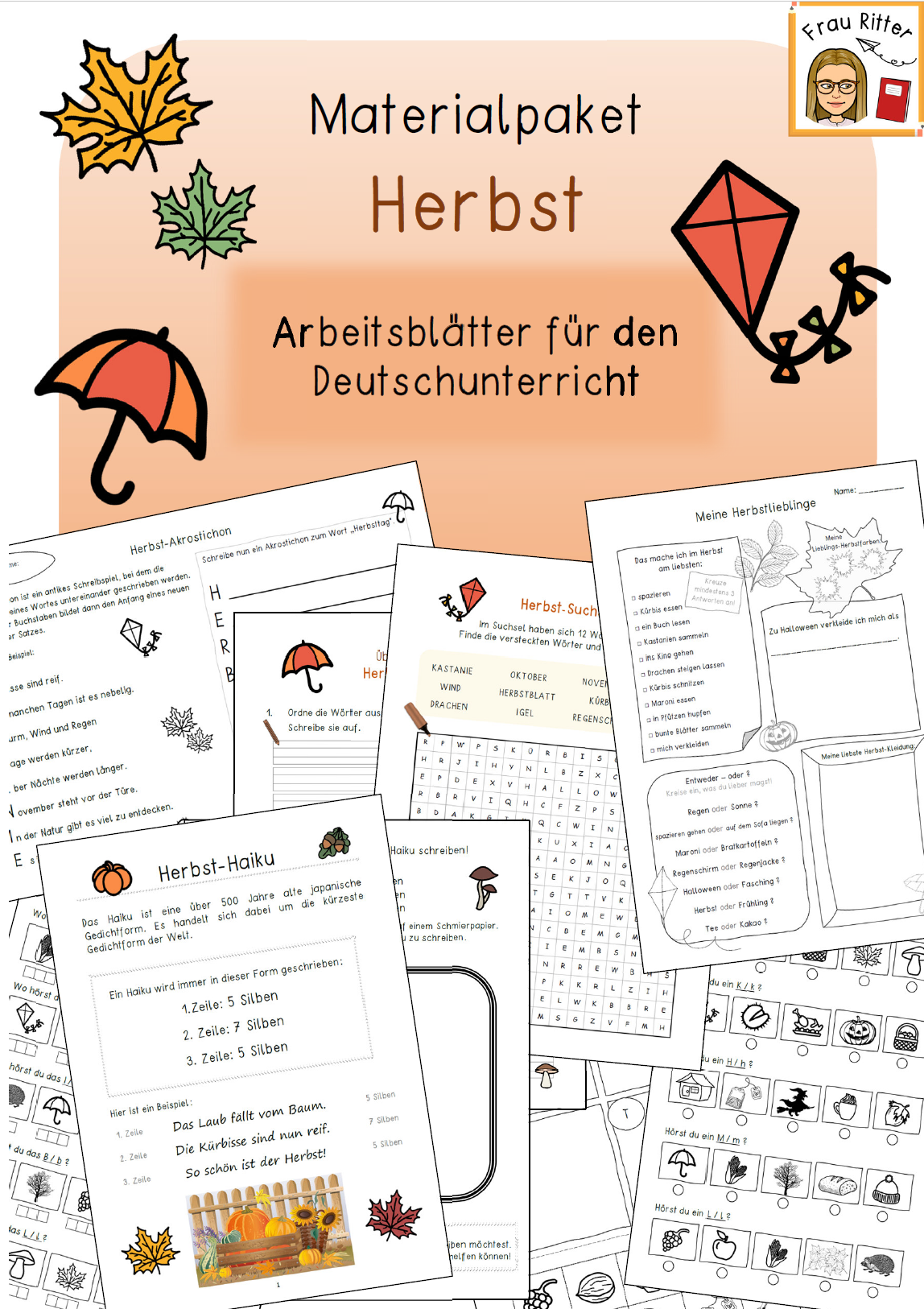 Herbst Arbeitsblätter / Deutschunterricht / Materialpaket ...