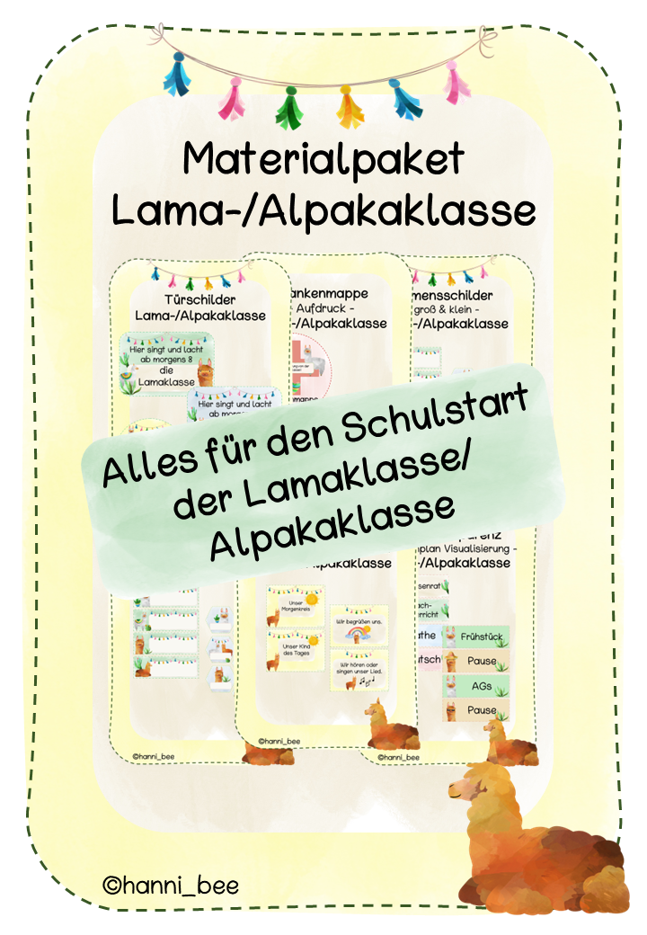 Materialpaket Lamaklasse/Alpakaklasse Klassenzimmer/Rituale/Schulstart ...