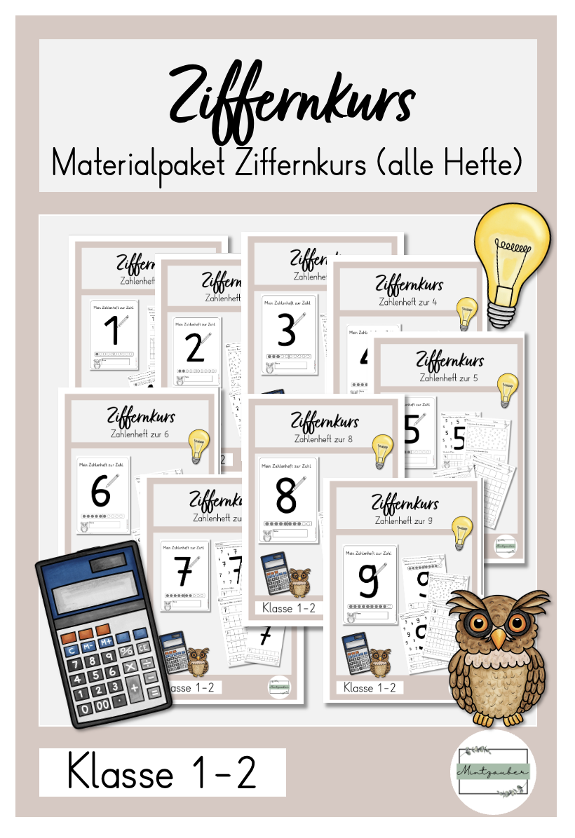 Materialpaket Ziffernkurs Zahlenschreiben Zahlenhefte alle Hefte