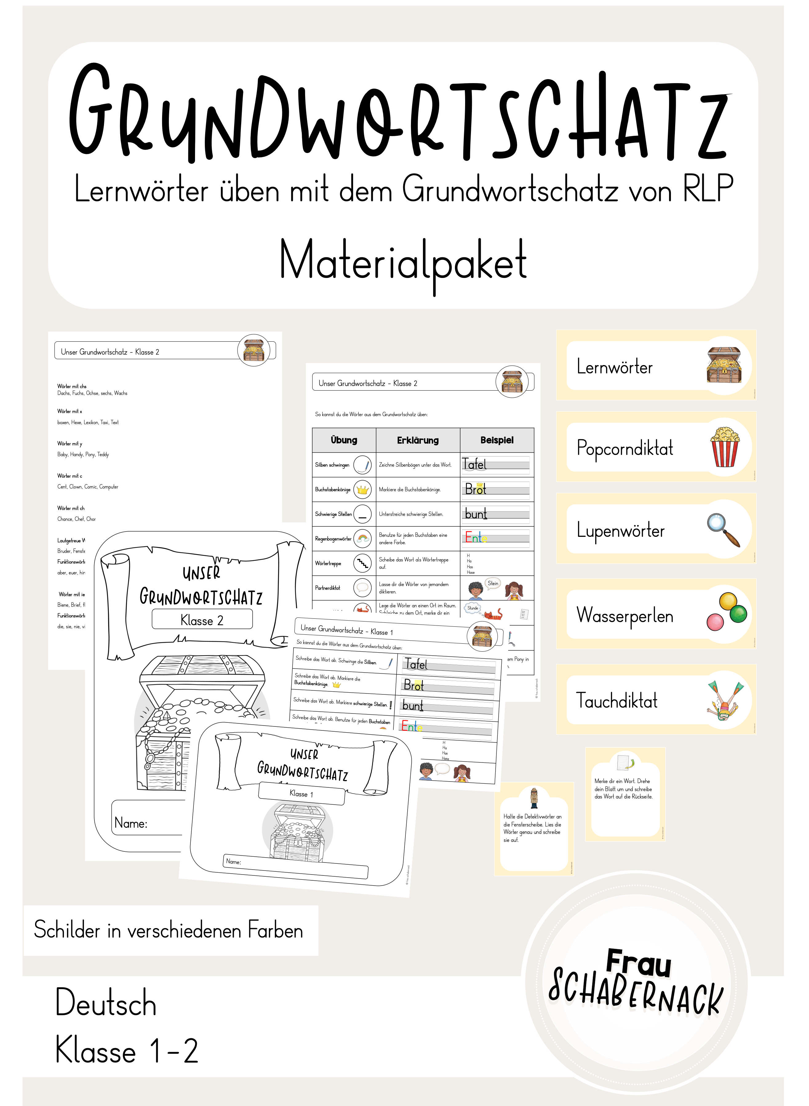 Grundwortschatz - Materialpaket "Lernwörter üben mit dem GW von RLP