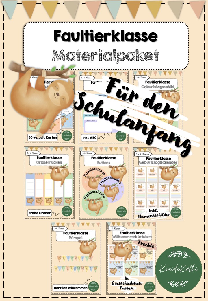 Faultierklasse Materialpaket – Unterrichtsmaterial im Fach ...