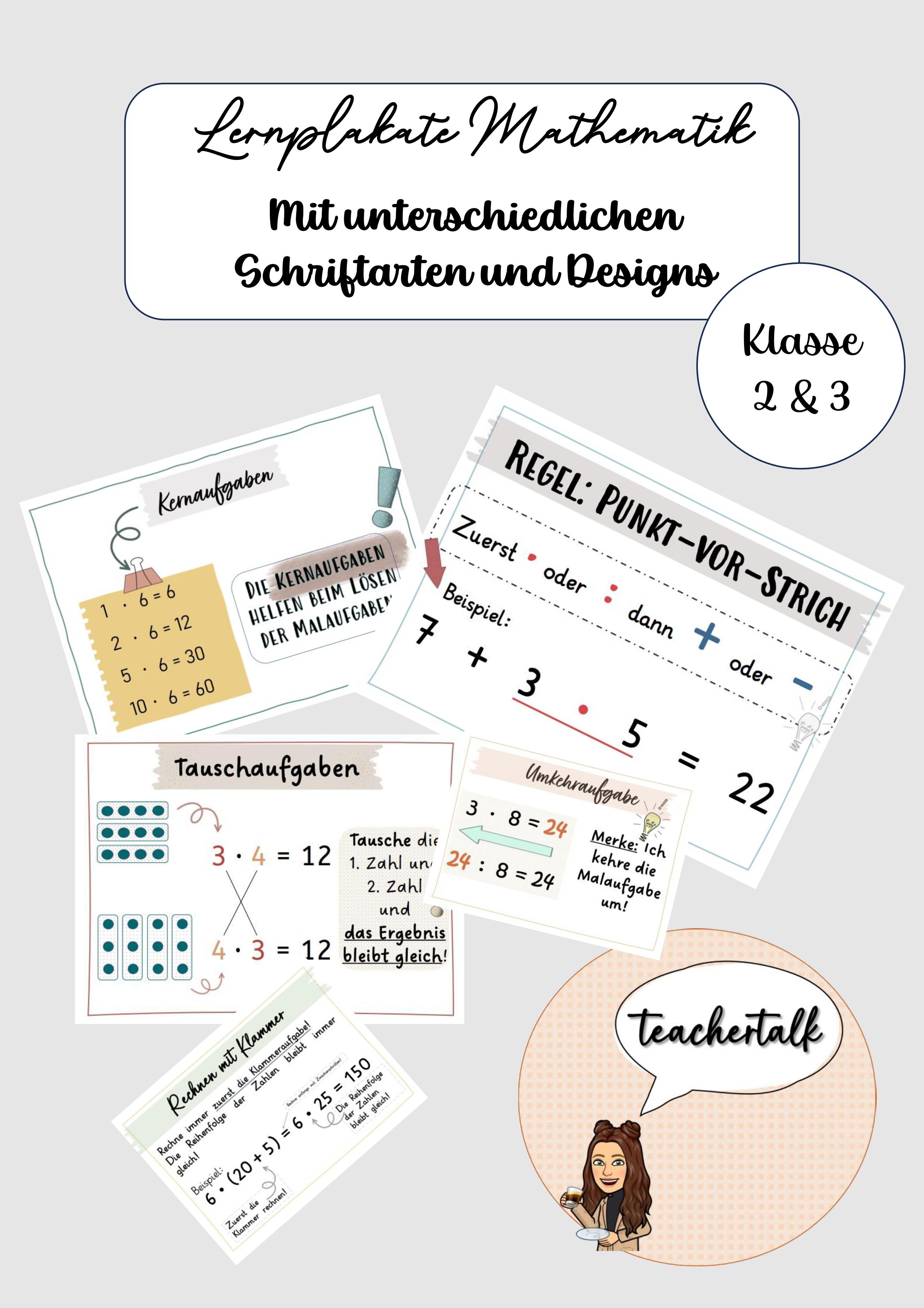 Materialpaket Lernplakate Mathematik Klasse 2 & 3 – Unterrichtsmaterial