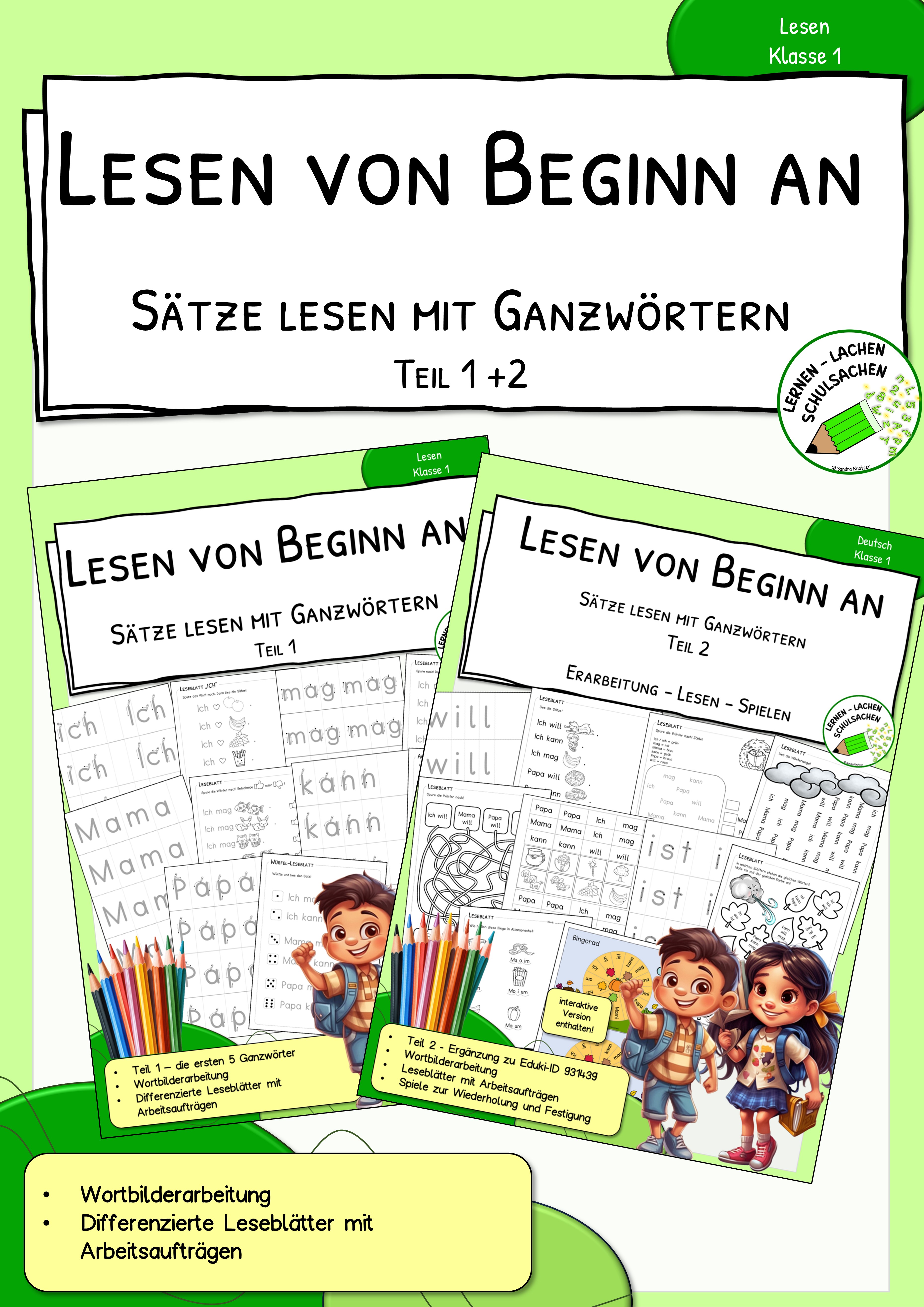 Materialpaket "Ganzwörter - Lesen von Anfang an" - Klasse 1