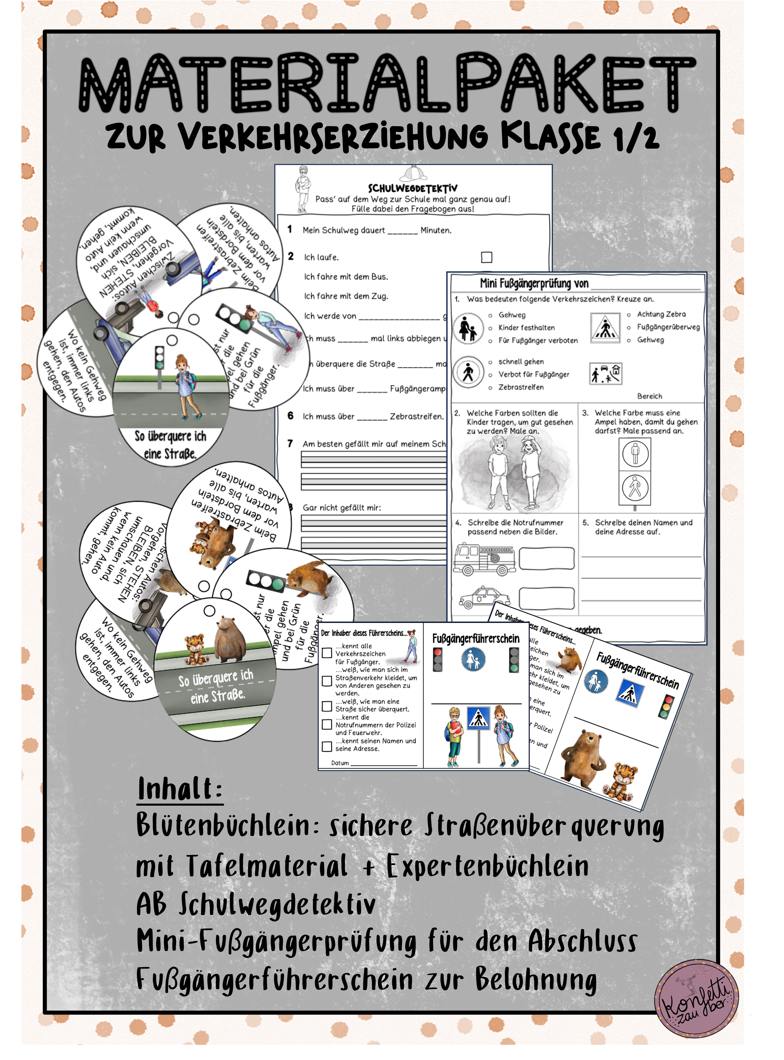 Materialpaket Verkehrserziehung Klasse 1/2 – Unterrichtsmaterial im