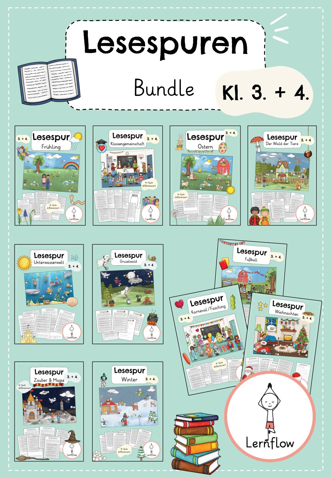 Materialpaket: Lesespur Kl. 3 + 4 | Growing Bundle