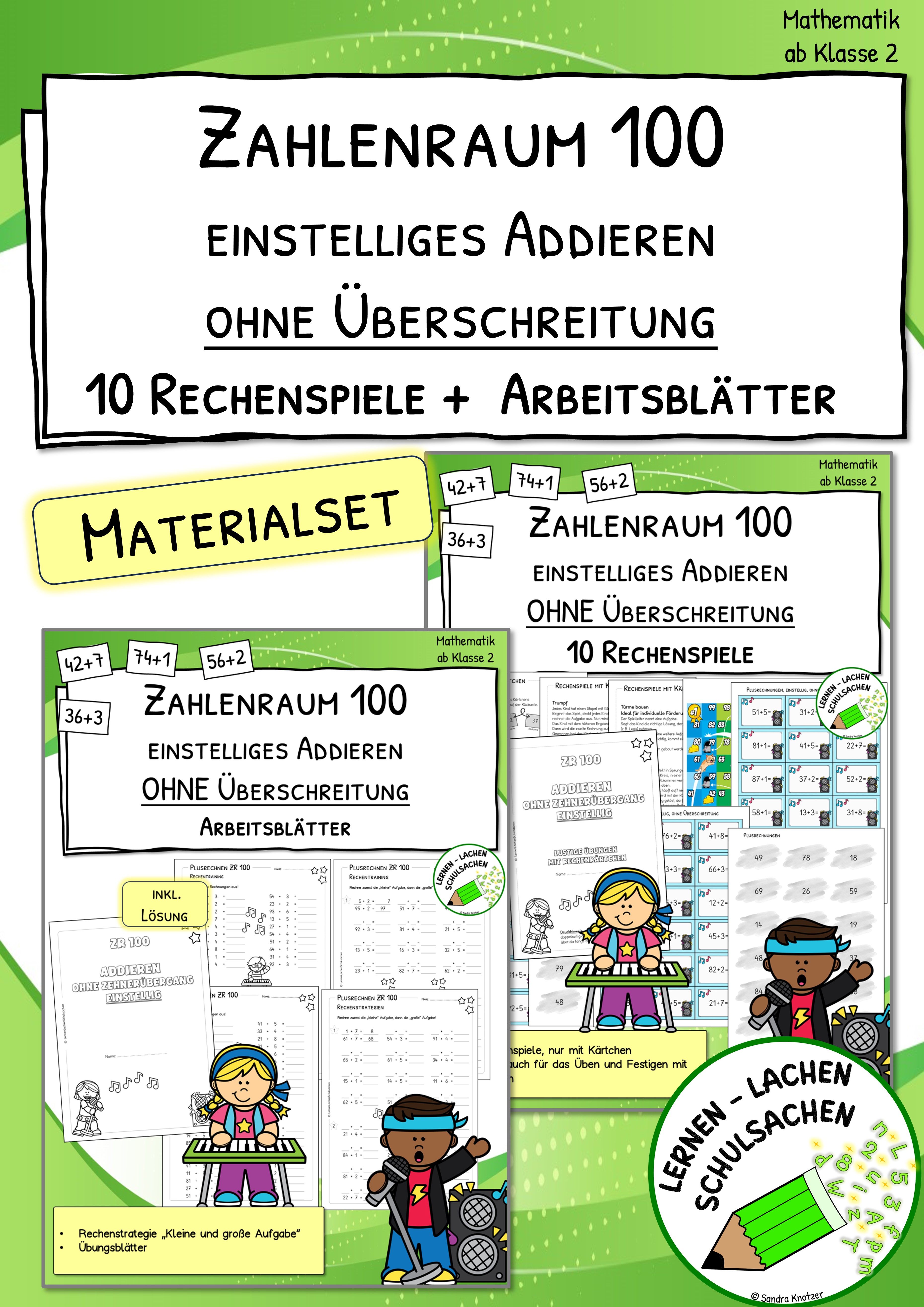 Zahlenraum 100 – Einstelliges Addieren ohne Überschreitung – 10