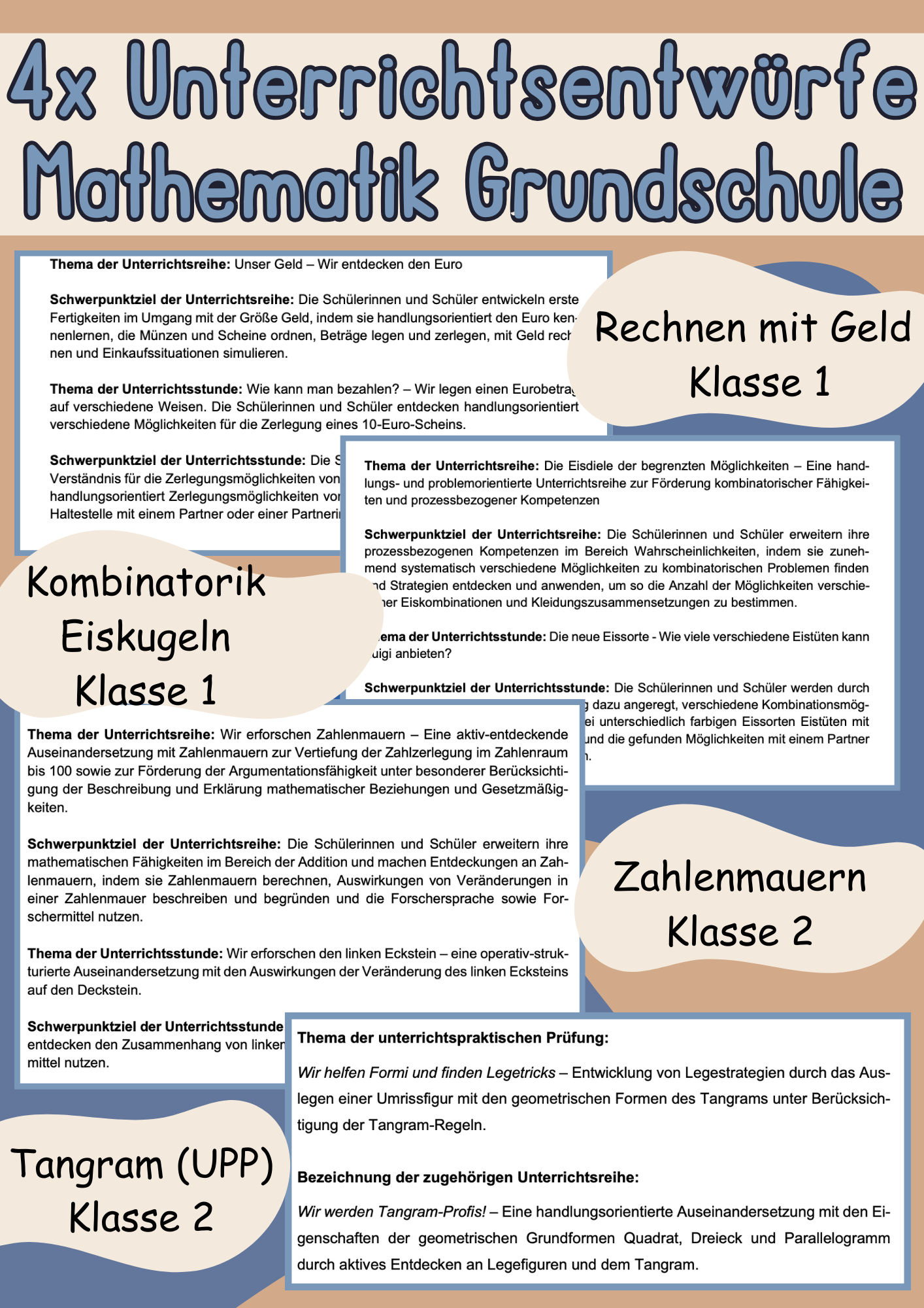 Materialpaket Unterrichtsentwürfe Mathe Grundschule UPP