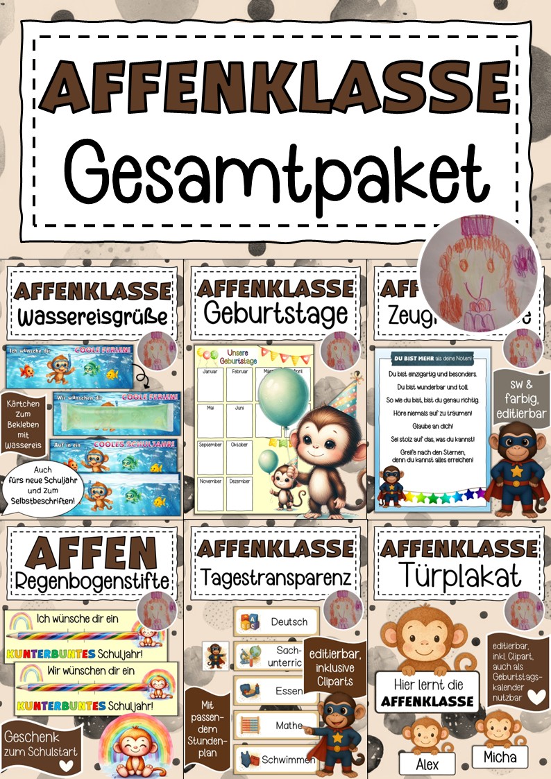 Affenklasse Materialpaket – Unterrichtsmaterial im Fach Fachübergreifendes