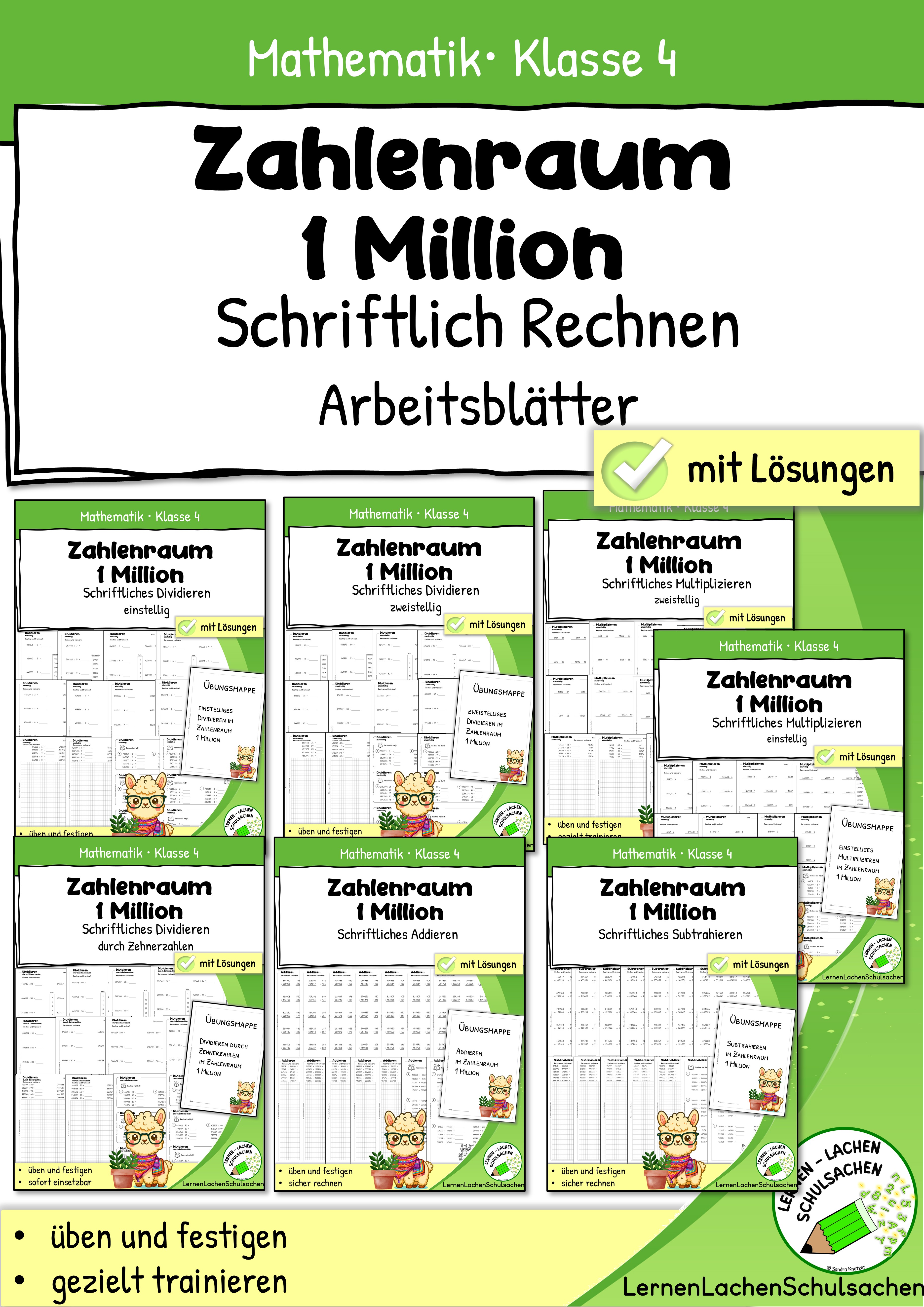 Materialpaket "Zahlenraum 1 Million – Schriftlich Rechnen