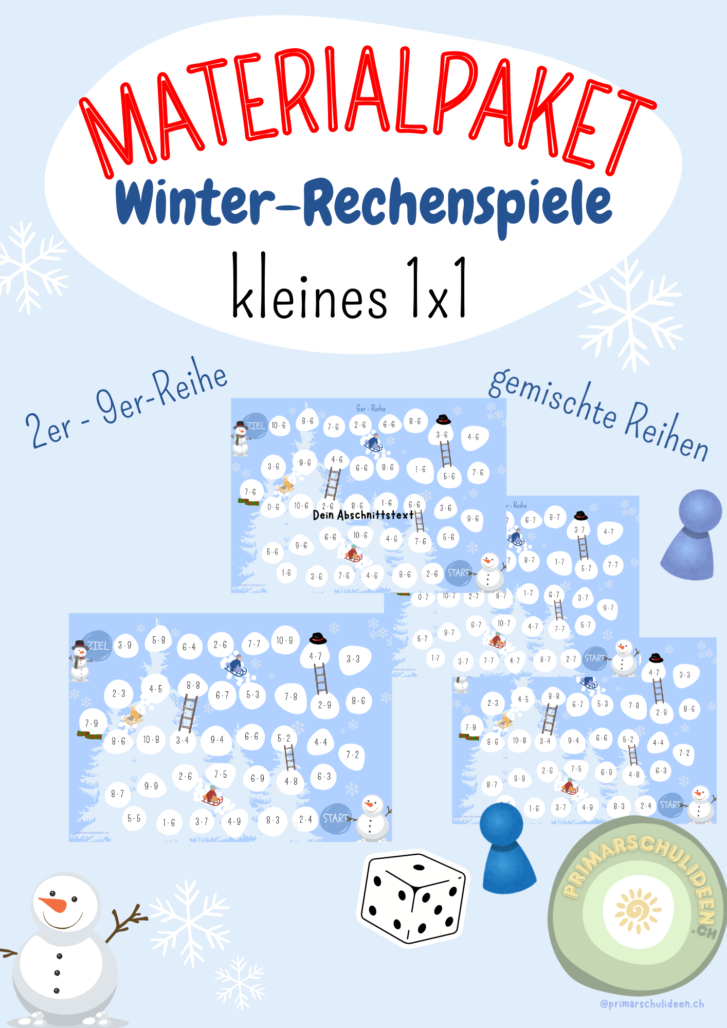 Kleine Einmaleins Leiterspiele Materialpaket Winter Alle Reihen kleine-einmaleins-leiterspiele-materialpaket-winter-alle-reihen