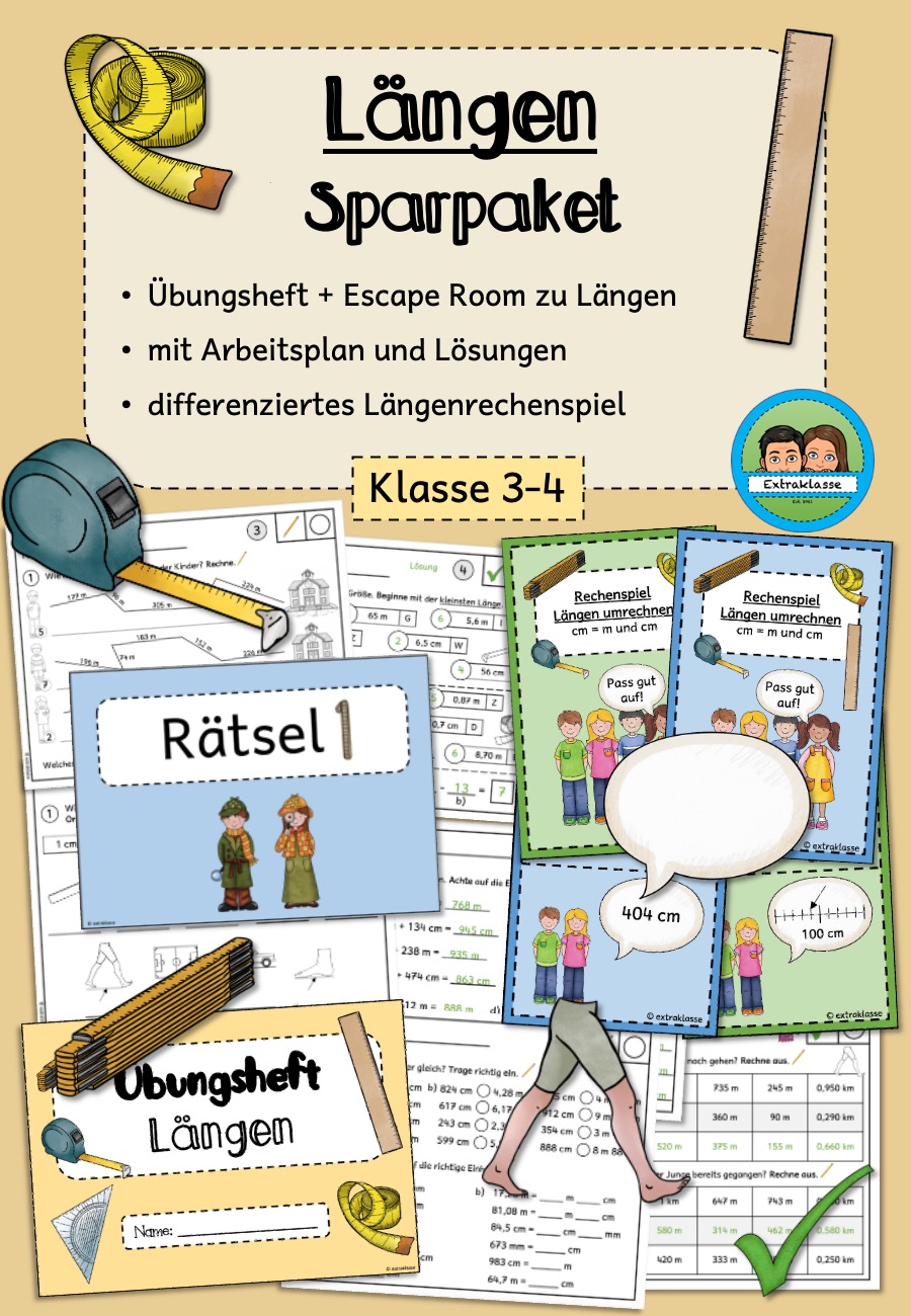 Sparpaket - Längen (Klasse 3-4) – Unterrichtsmaterial im Fach Mathematik