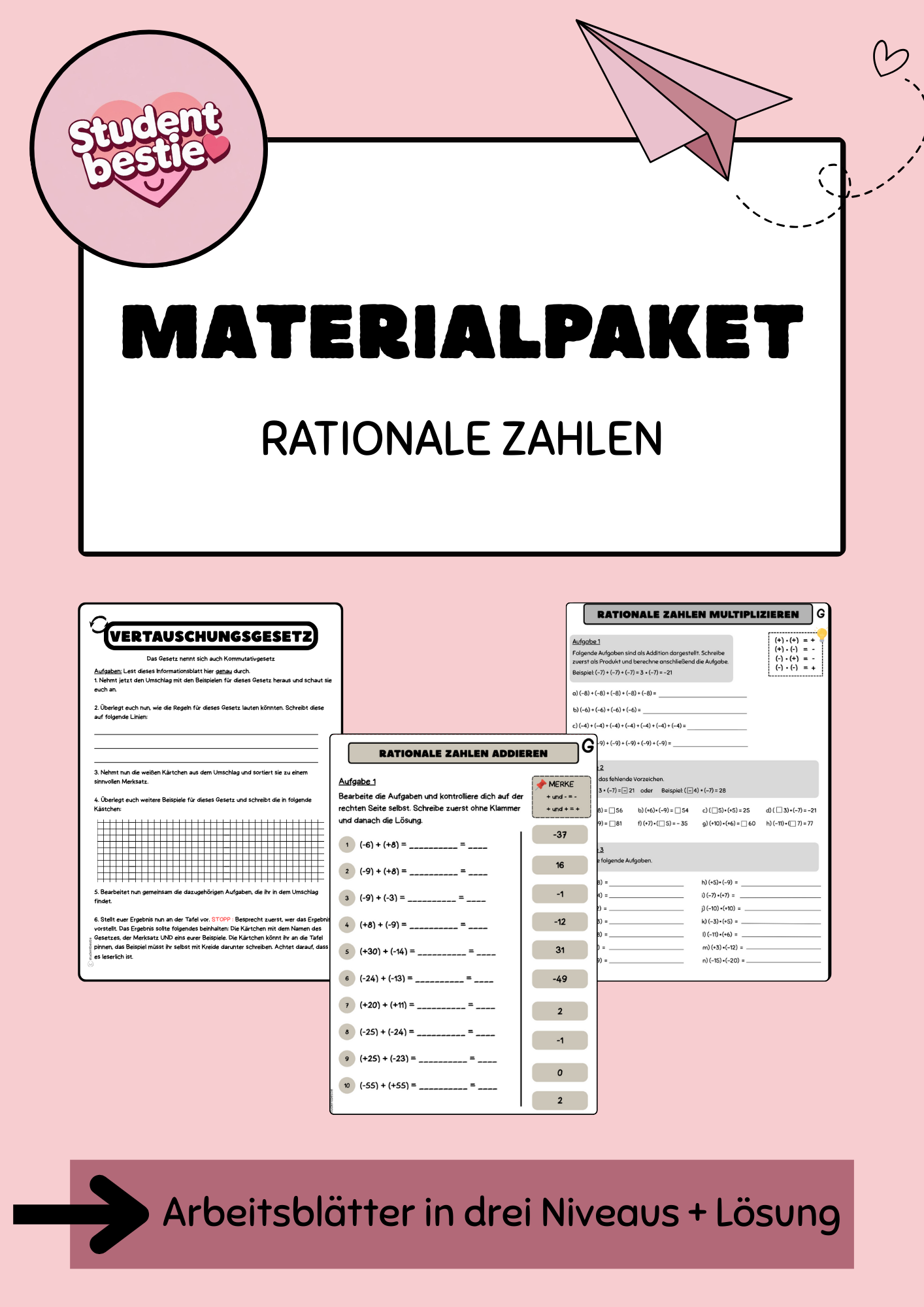 Materialpaket Rationale Zahlen – Unterrichtsmaterial im Fach Mathematik