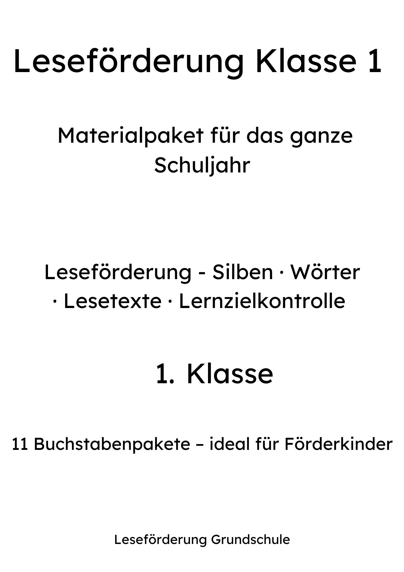 Leseförderung Klasse 1 – Materialpaket für das ganze Schuljahr